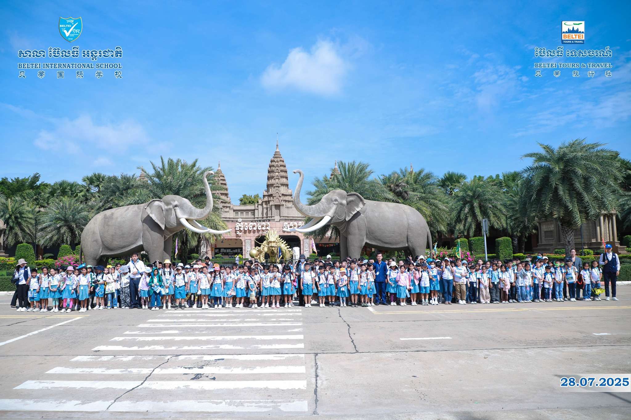 Students from BELTEI International School Cambodia participate in a field trip to Safari World Phnom Penh as part of an academic excellence reward program.