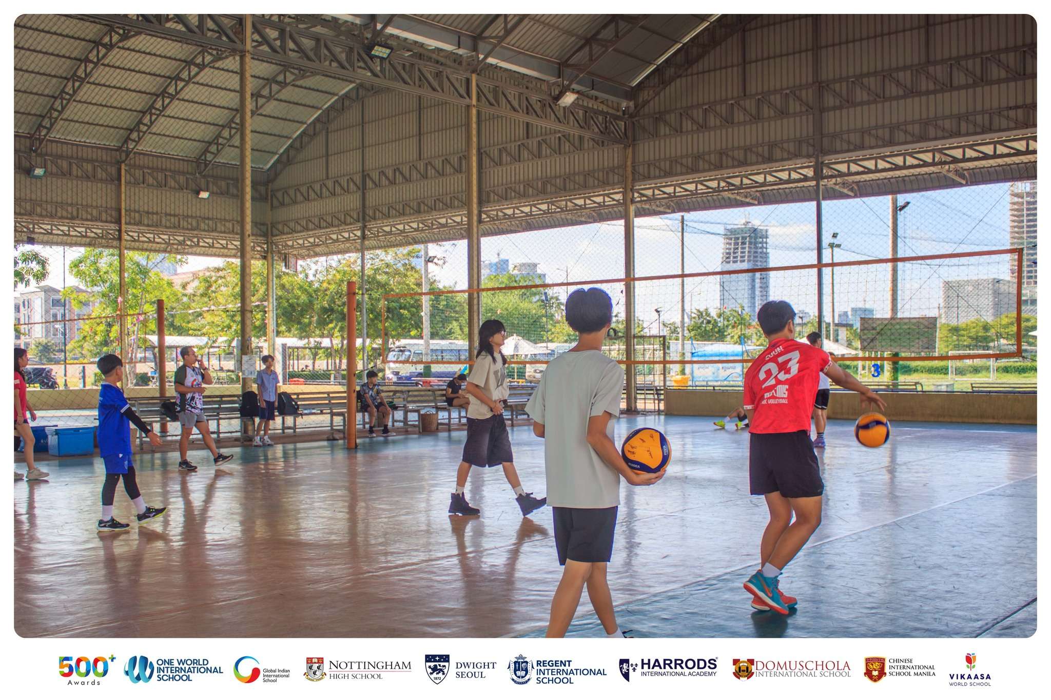 Students at Harrods International Academy participating in team sports and leadership activities during the summer programme in Phnom Penh