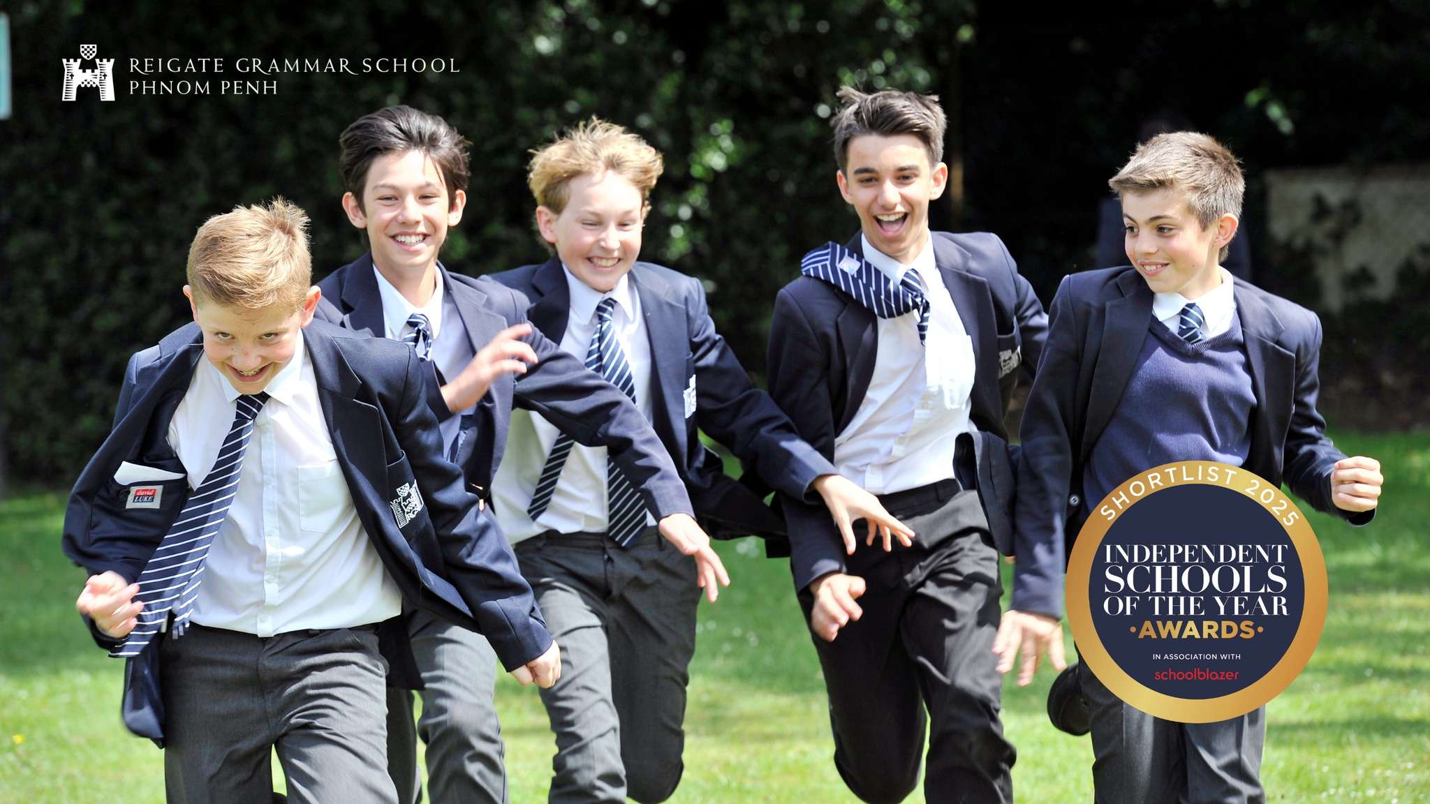 Students of Reigate Grammar School Phnom Penh celebrating recognition for Independent Schools of the Year 2025