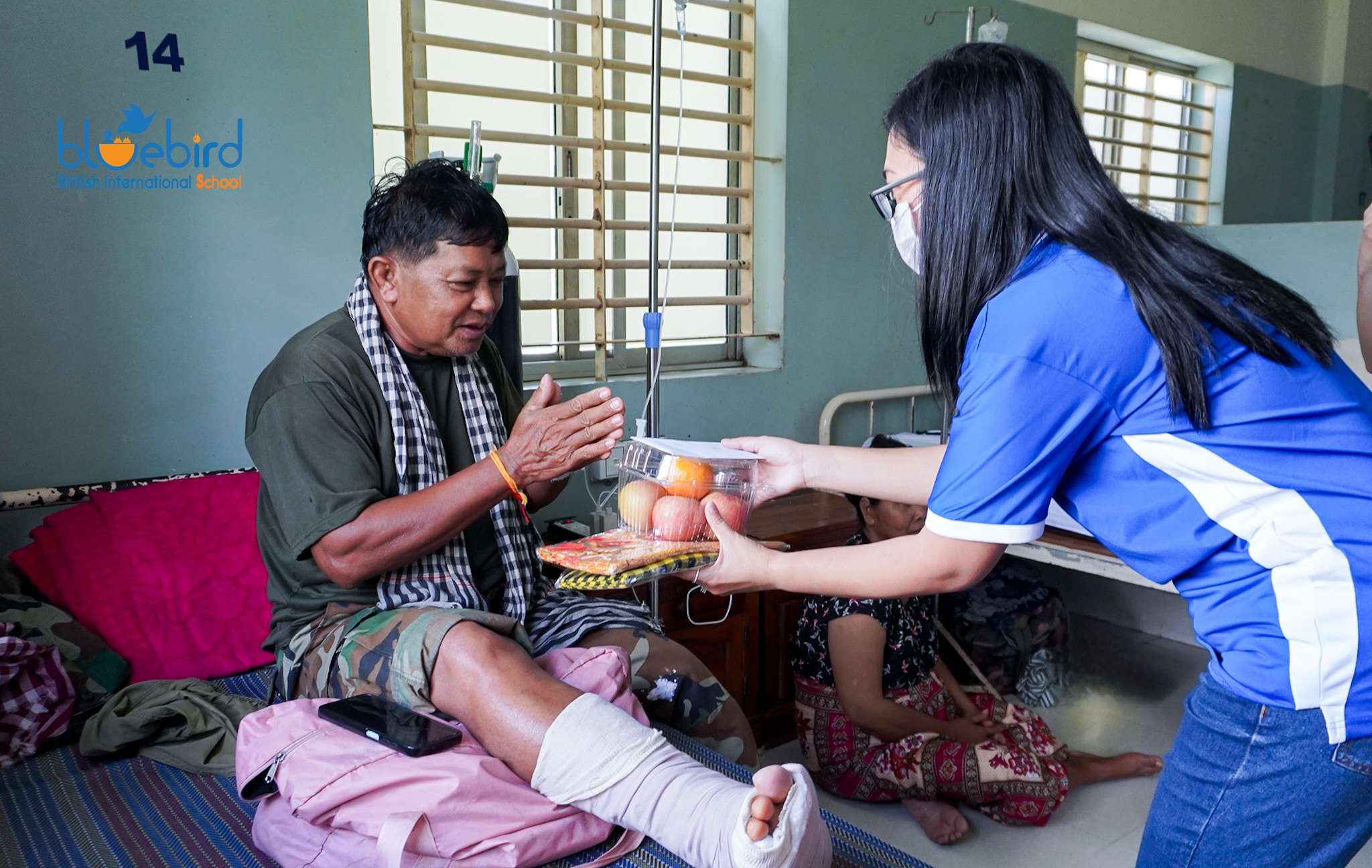 Bluebird British International School leadership donating supplies to soldiers in Preah Vihear hospital