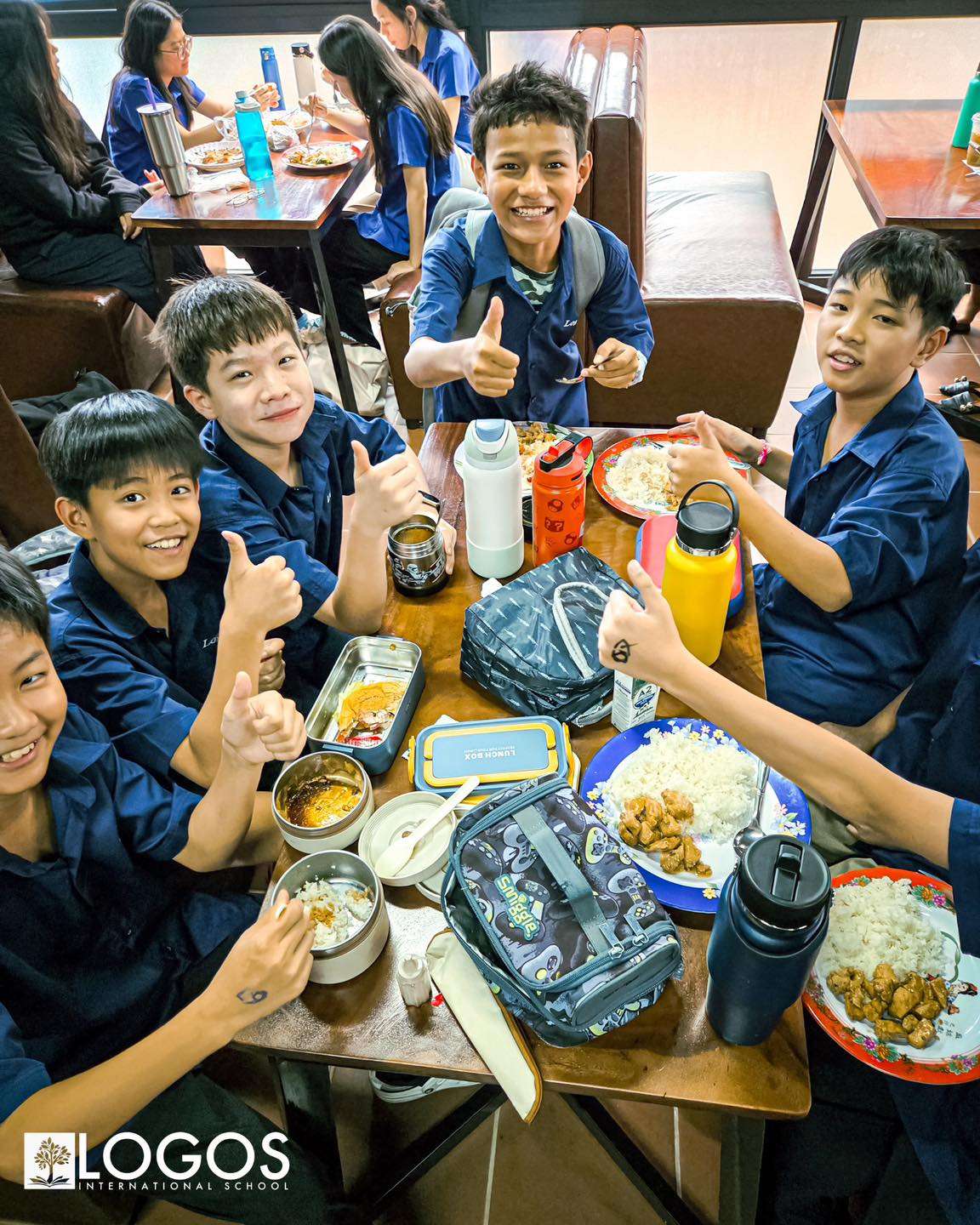 Students at Logos International School enjoying lunch together in the new Lightning Café.