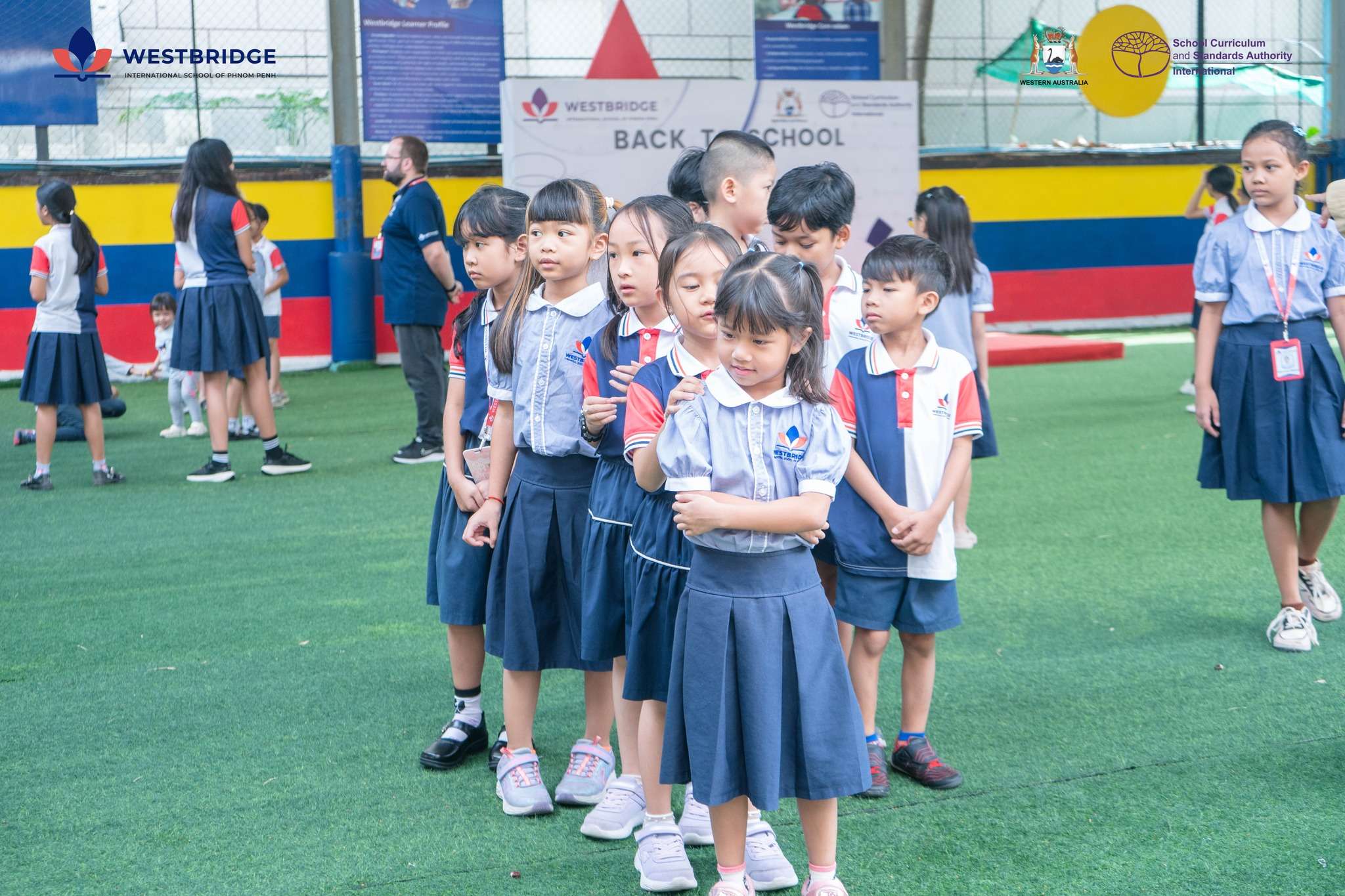 Westbridge International School of Phnom Penh students on their first day of school participating in activities under the Western Australian curriculum