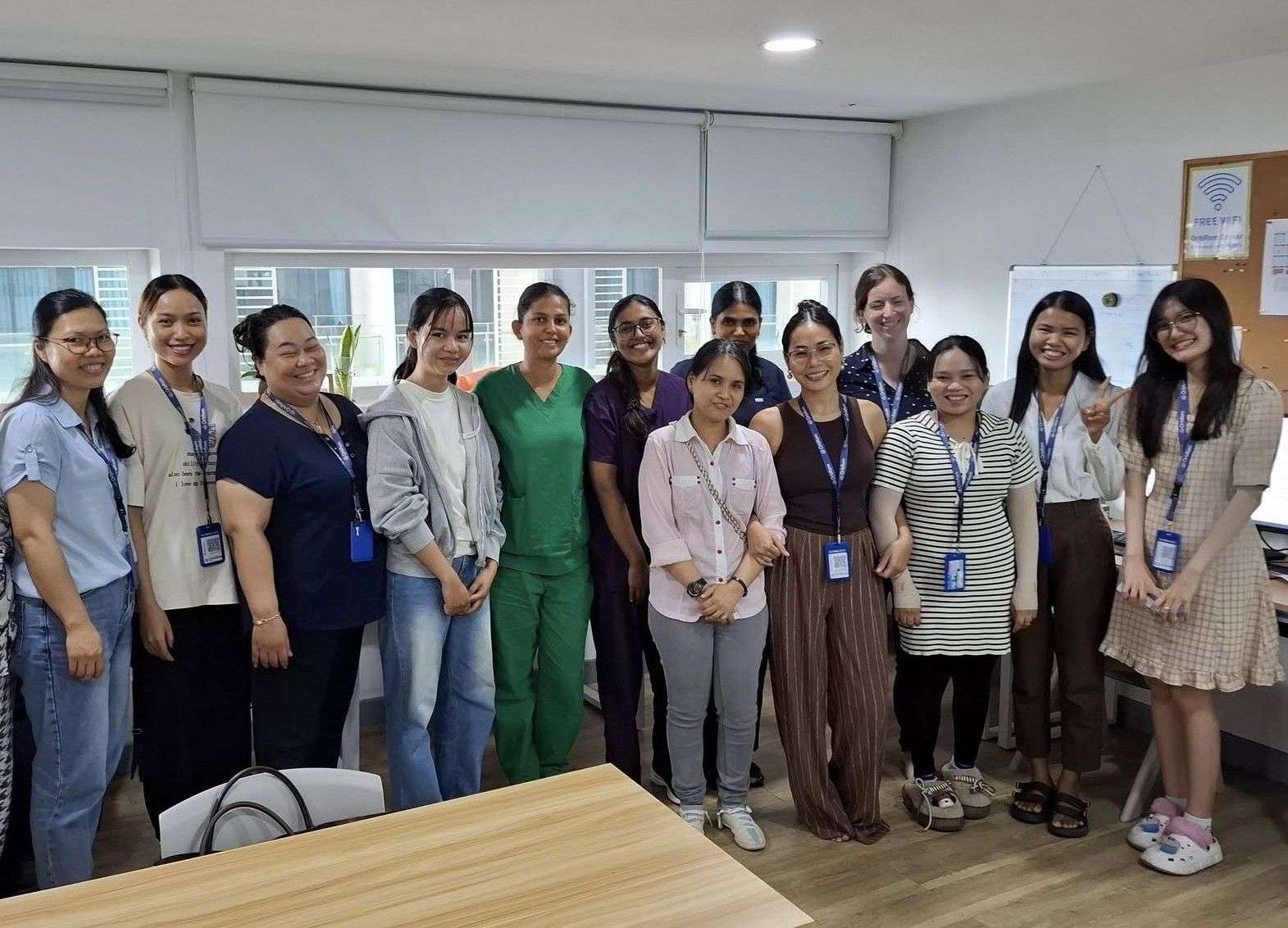 Group of OrbRom Center educators and therapists celebrating World Teachers’ Day, smiling together to honor inclusive education and teamwork.