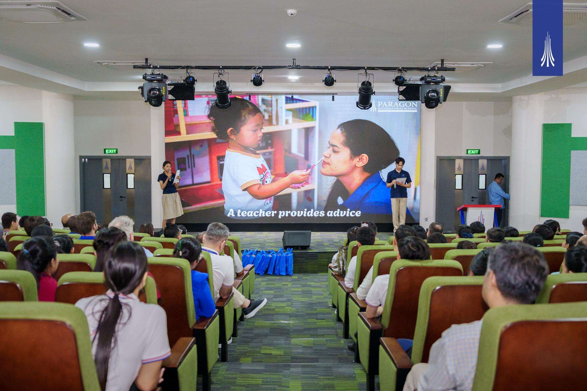 Teachers’ Day celebration at Paragon International School featuring teachers, students, and musical performances honoring educators.