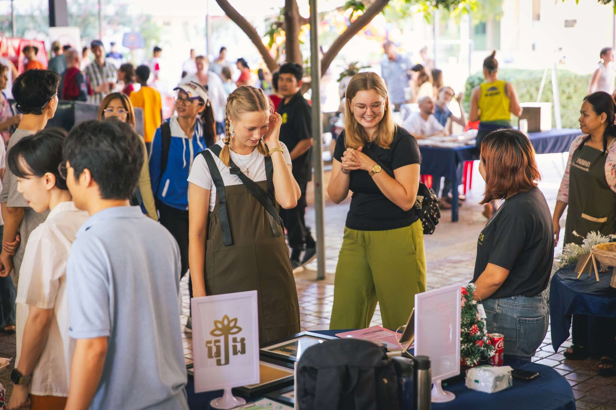 Children and families participating in Strides for HOPE fun run and market at HOPE International School Phnom Penh
