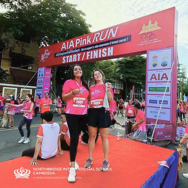 Students and staff from Northbridge International School Cambodia participating in the AIA Pink Run to raise awareness for breast cancer.