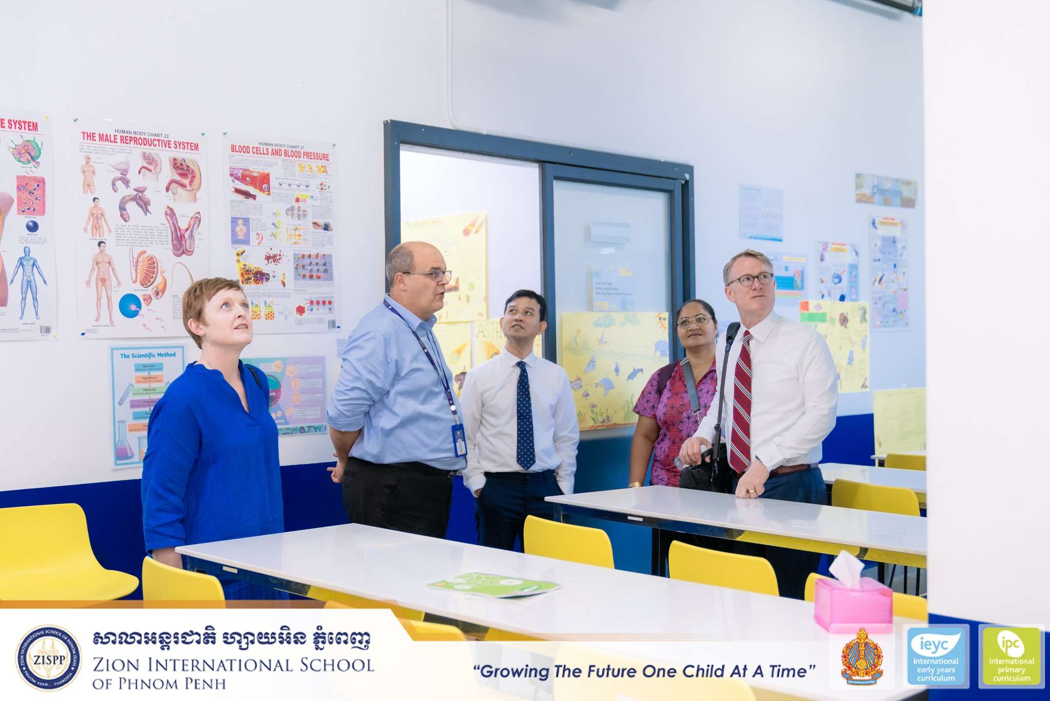 Representatives from BYU–Hawaii and BYU–Pathway visit Zion International School of Phnom Penh to discuss university pathways with students.