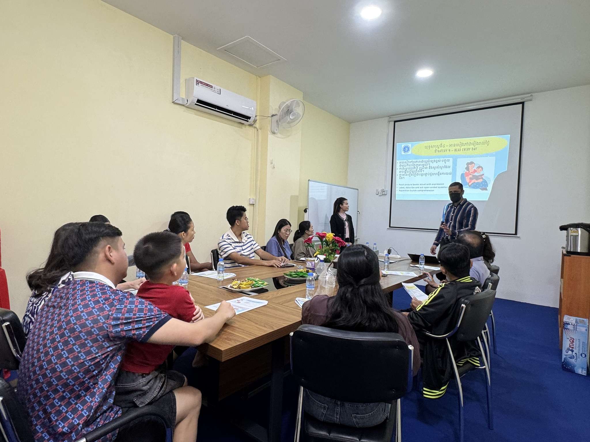 Parents participate in language development training session at Hope Kids Special Education School led by a speech-language specialist