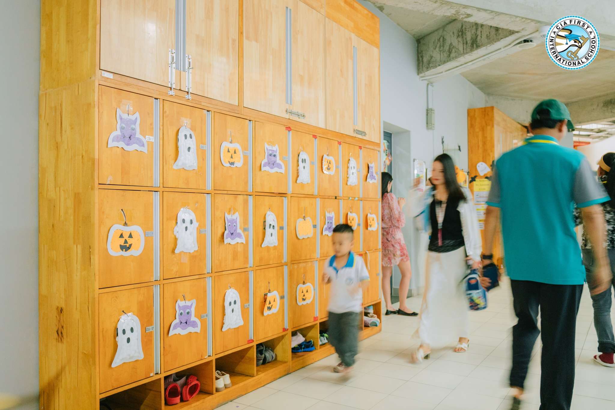 Halloween decorations and themed learning spaces at CIA FIRST International School featuring student-created displays