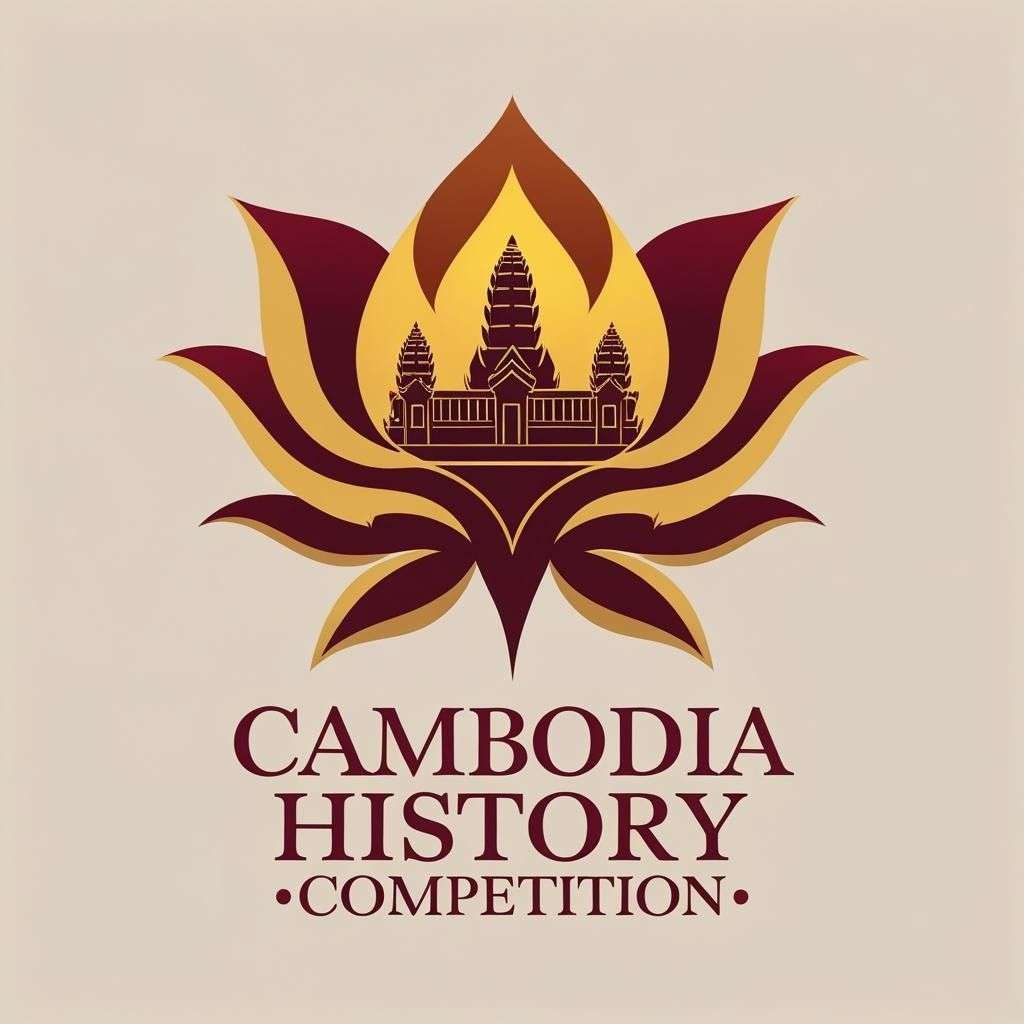 Facebook announcement by Bright Minds Cambodia promoting the Cambodia History Competition with Angkor Wat lotus graphic.