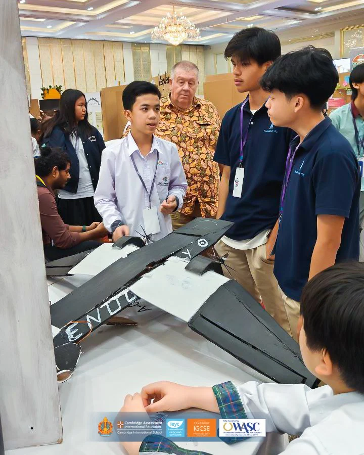 Students from Footprints International School presenting STEM projects at the Cambodia STEM Festival 2026