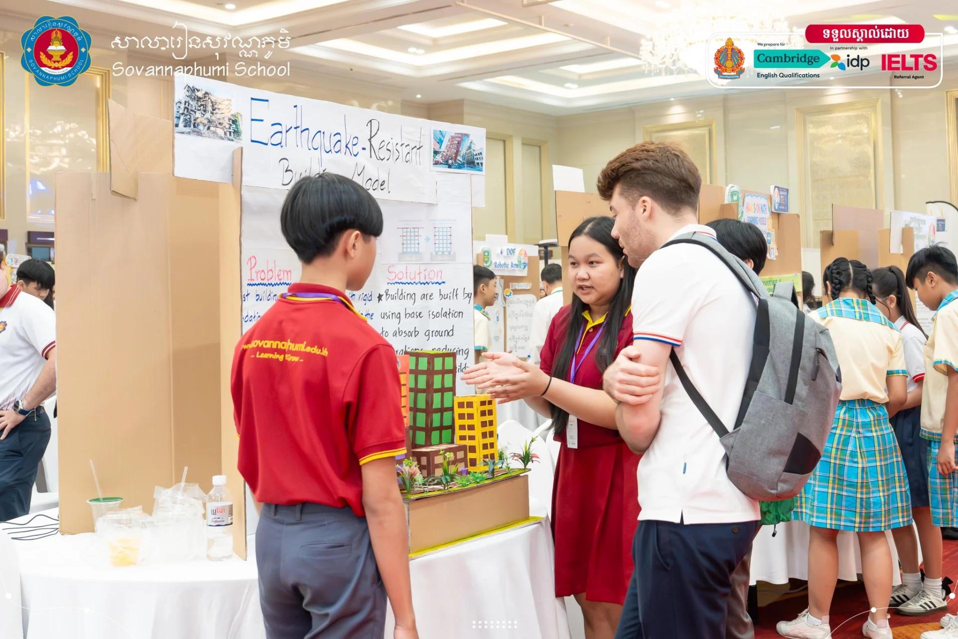 Students from Sovannaphumi School Cambodia presenting STEM projects at the Cambodia STEM Festival 2026