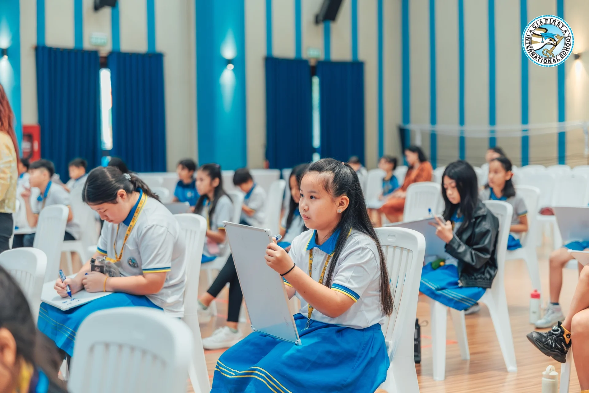 Students participating in the Chinese Knowledge Competition at CIA FIRST International School in Phnom Penh