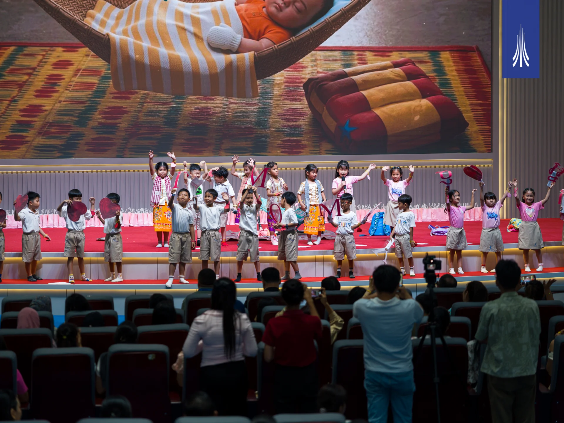Students and families attending the Mother’s Day celebration event at Paragon International School in Phnom Penh with performances and community activities.